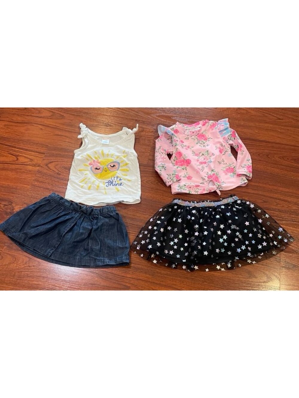 CAT AND JACK GUMBOREE LOT OF 2 BLOUSE AND 2 SKIRTS 12M